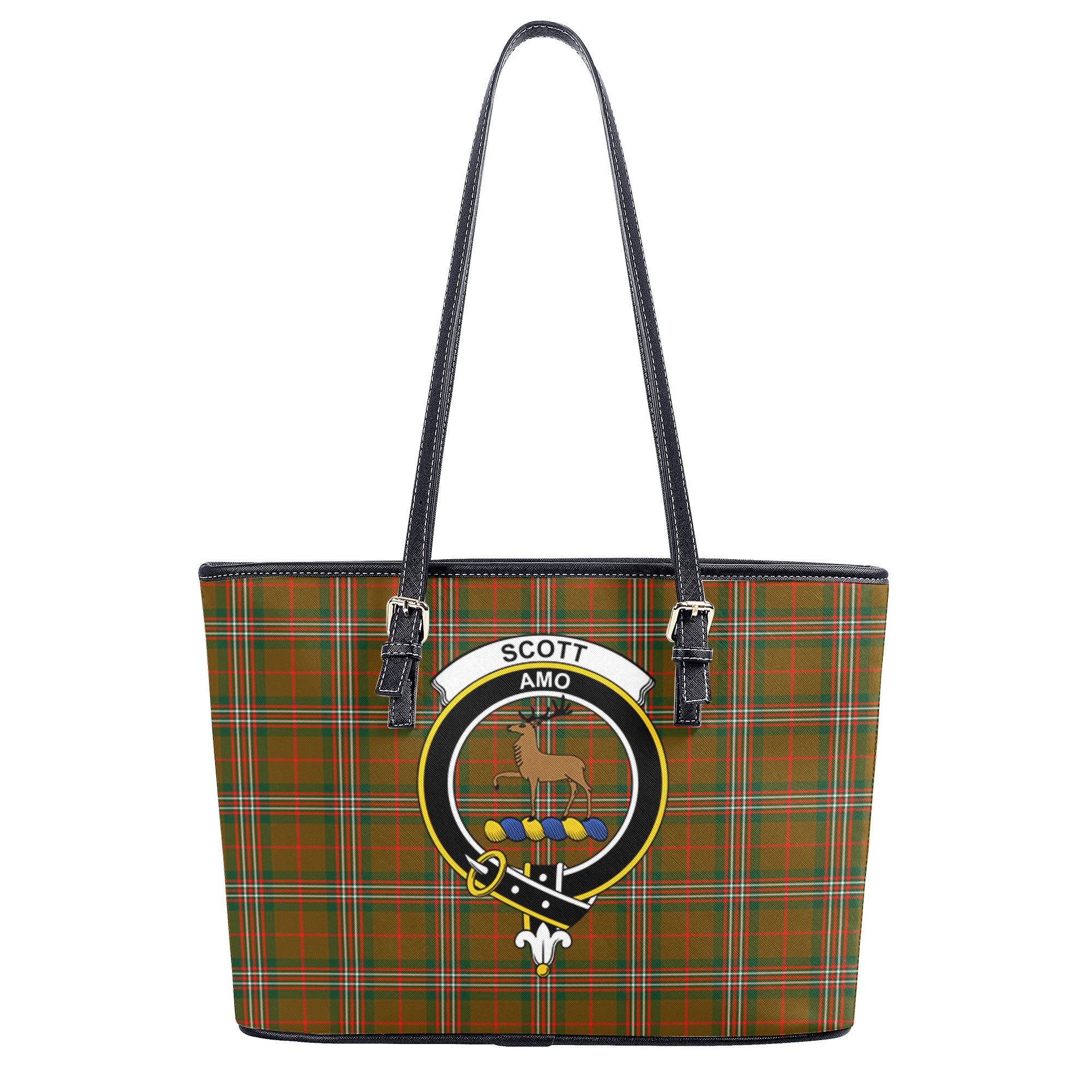 Scott Brown Modern Tartan Crest Leather Tote Bag