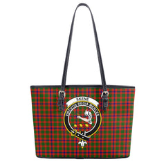 Skene Modern Tartan Crest Leather Tote Bag