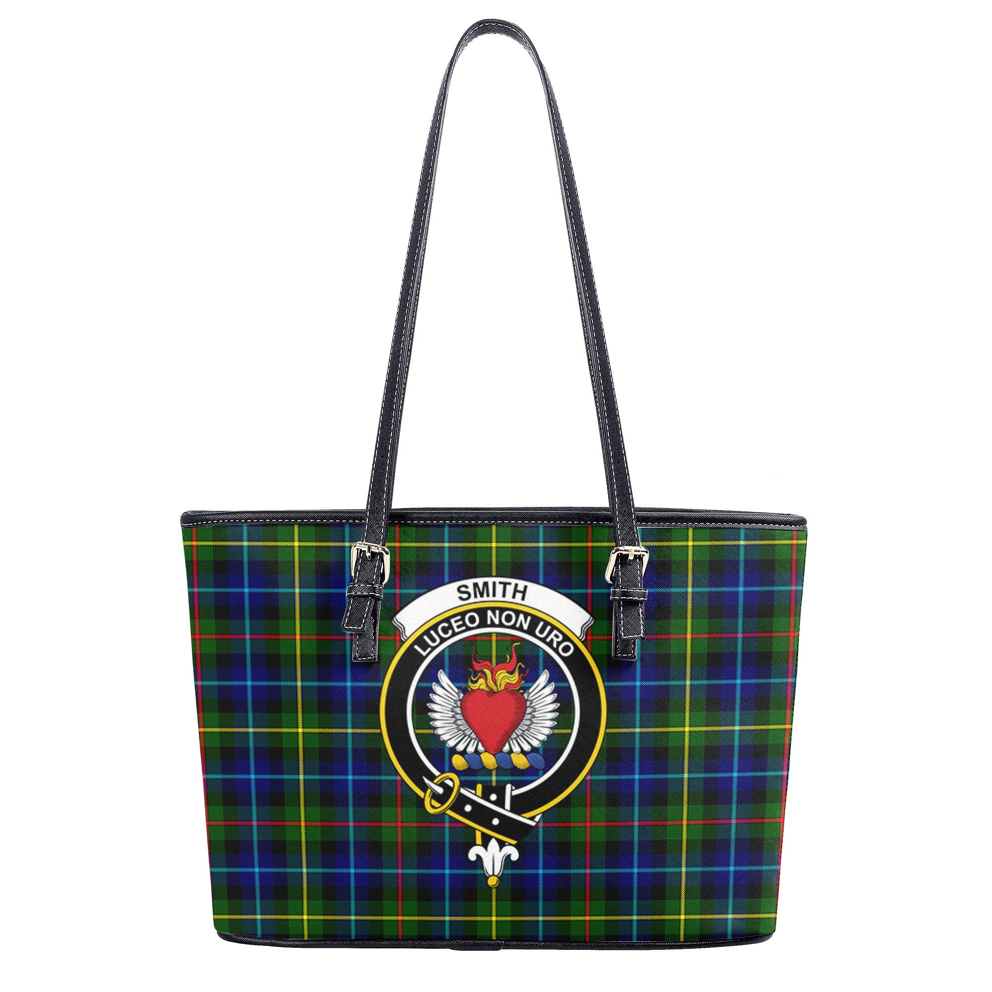 Smith Modern Tartan Crest Leather Tote Bag