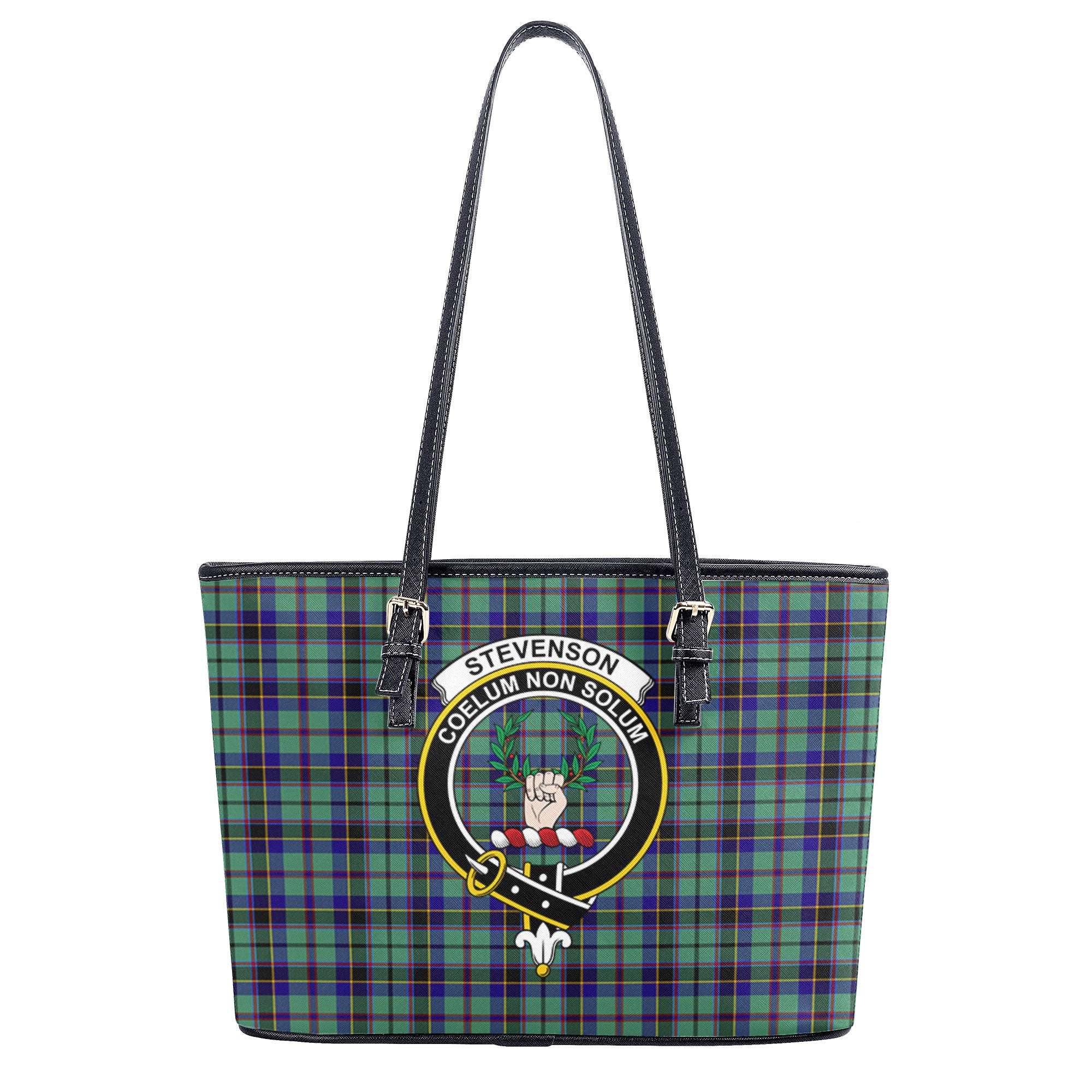 Stevenson Tartan Crest Leather Tote Bag