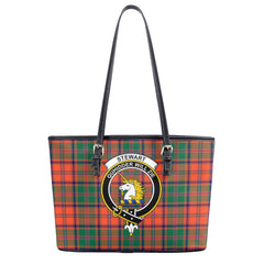 Stewart of Appin Ancient Tartan Crest Leather Tote Bag