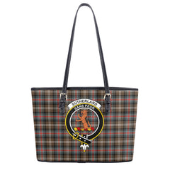 Sutherland Weathered Tartan Crest Leather Tote Bag