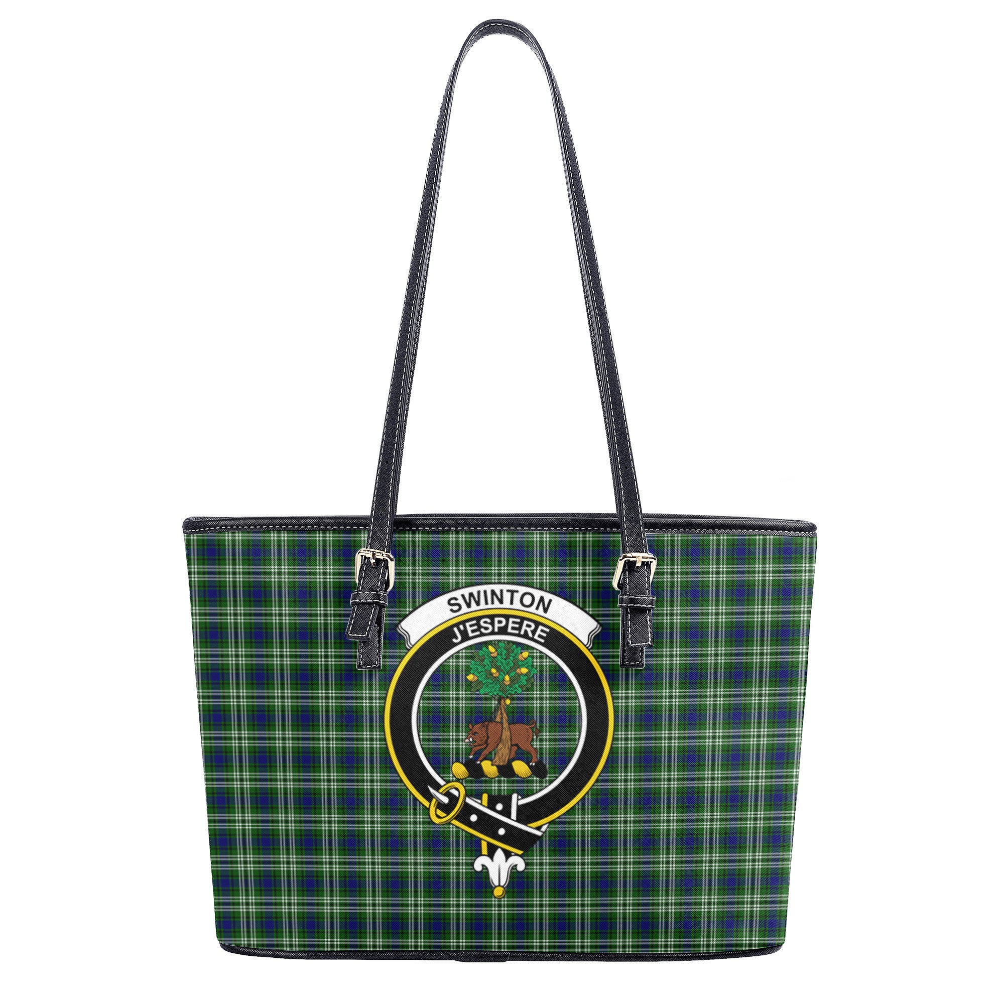 Swinton Tartan Crest Leather Tote Bag