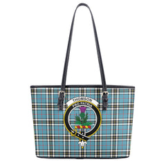 Thomson Blue Tartan Crest Leather Tote Bag