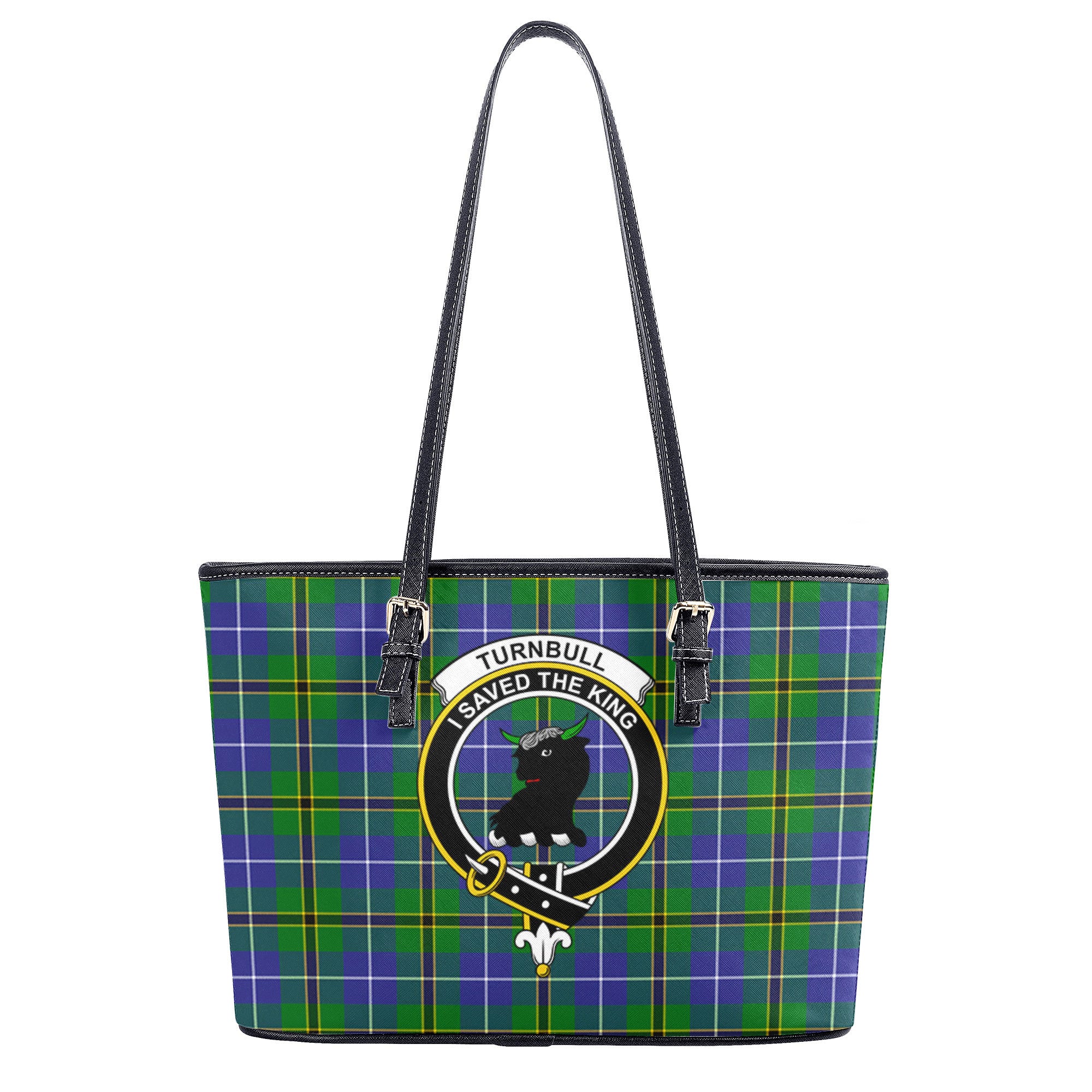 Turnbull Hunting Tartan Crest Leather Tote Bag