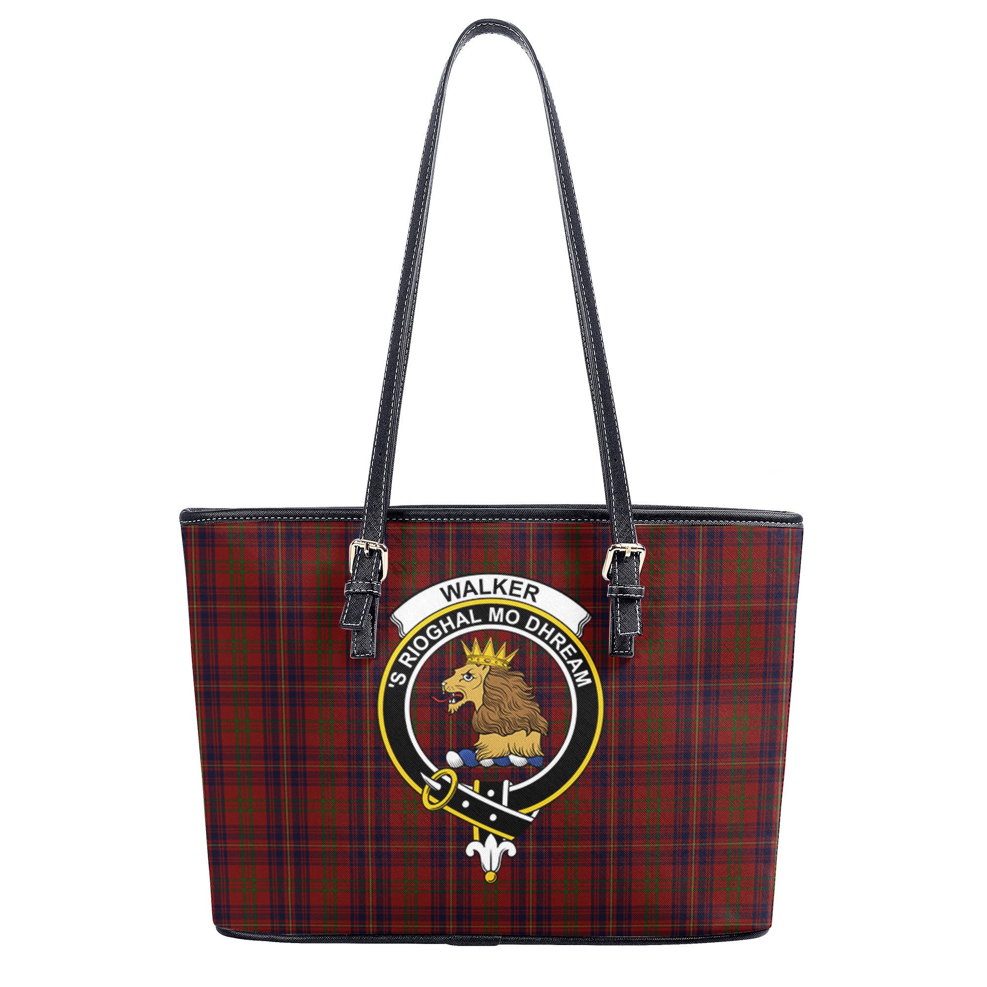 Walker Tartan Crest Leather Tote Bag