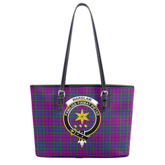 Wardlaw Modern Tartan Crest Leather Tote Bag