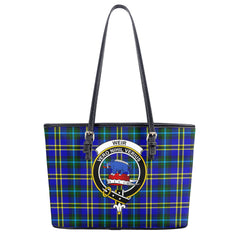 Weir Modern Tartan Crest Leather Tote Bag