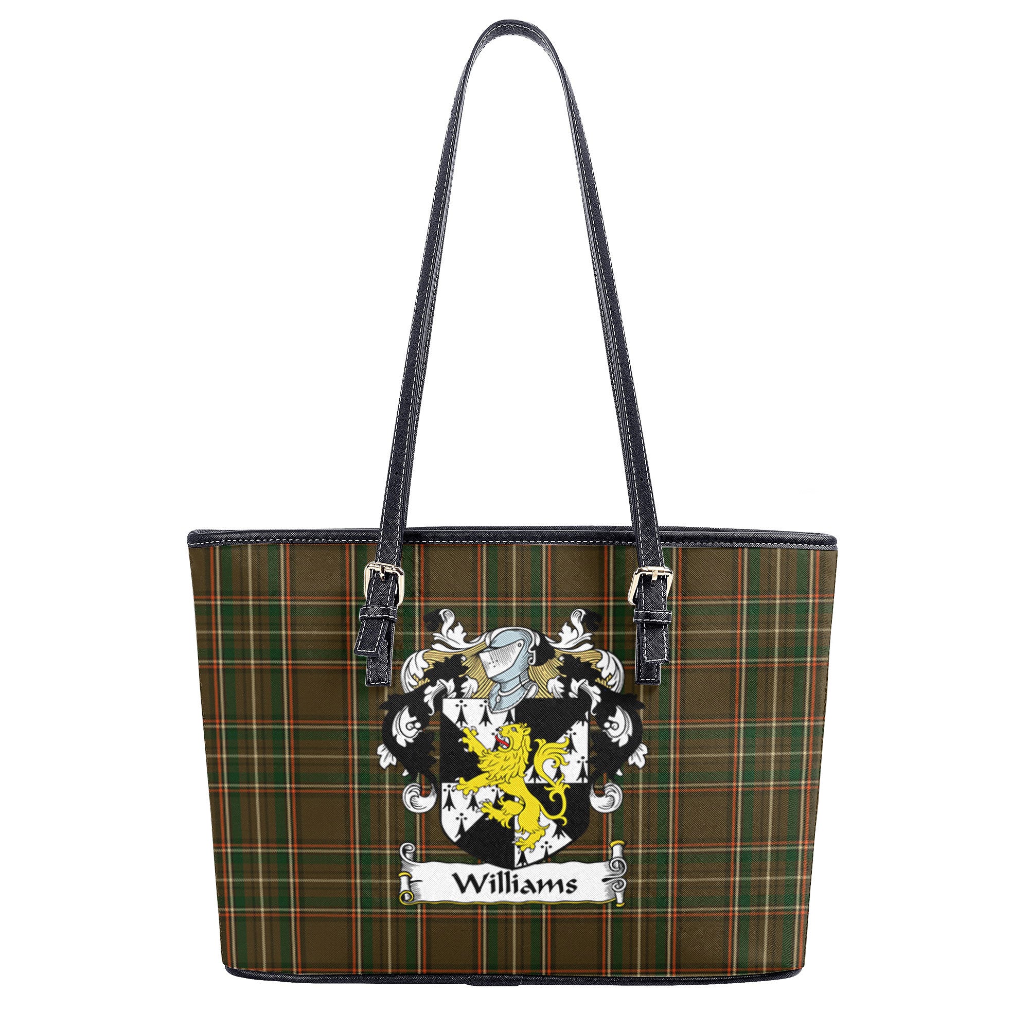 Williams Tartan Crest Leather Tote Bag