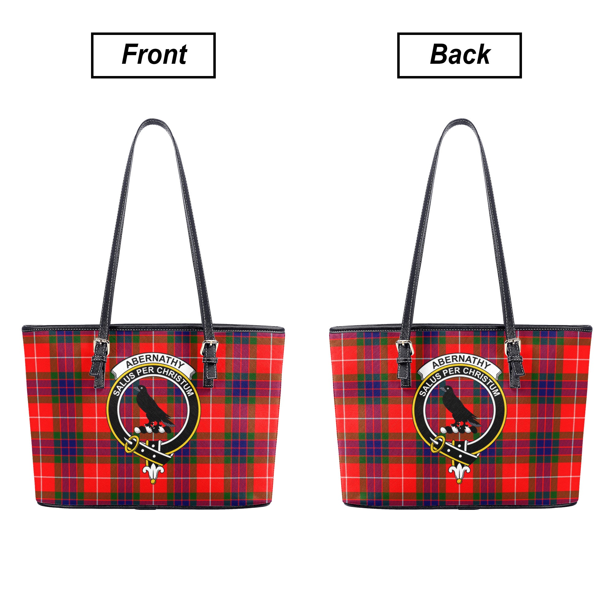 Abernathy Tartan Crest Leather Tote Bag