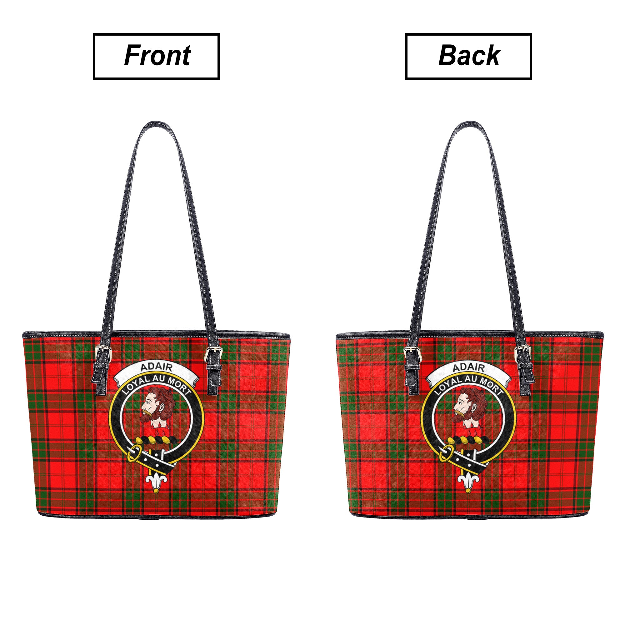 Adair Modern Tartan Crest Leather Tote Bag