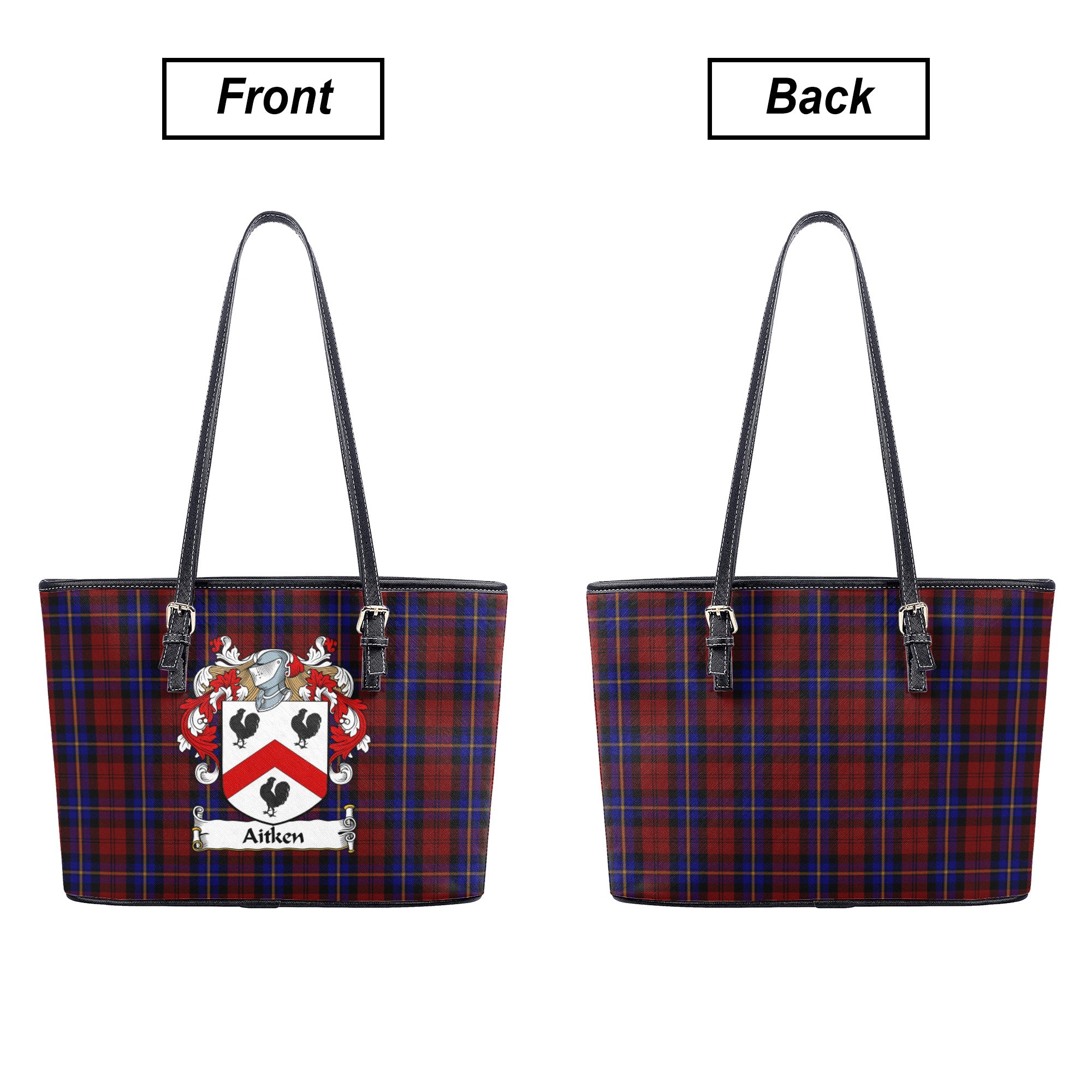 Aitken Tartan Crest Leather Tote Bag