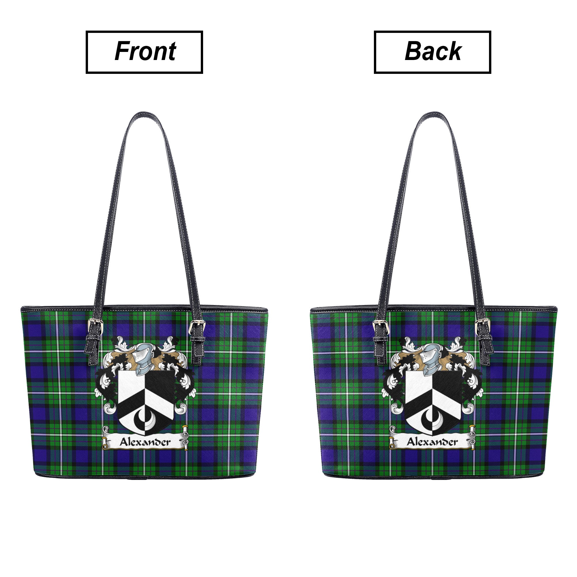 Alexander Tartan Crest Leather Tote Bag