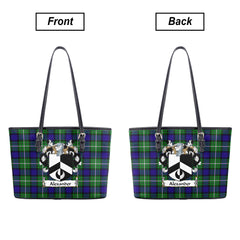 Alexander Tartan Crest Leather Tote Bag