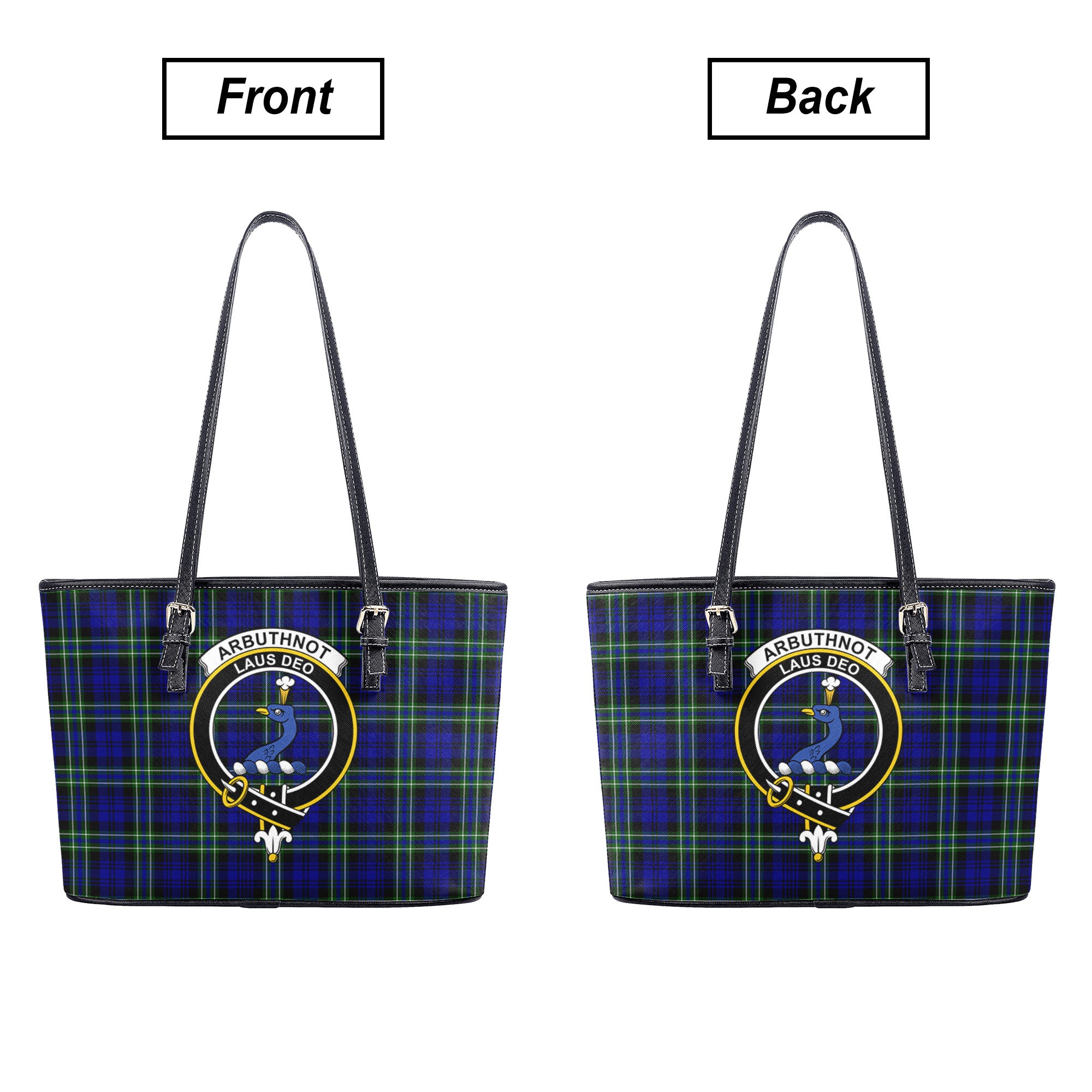 Arbuthnot Modern Tartan Crest Leather Tote Bag