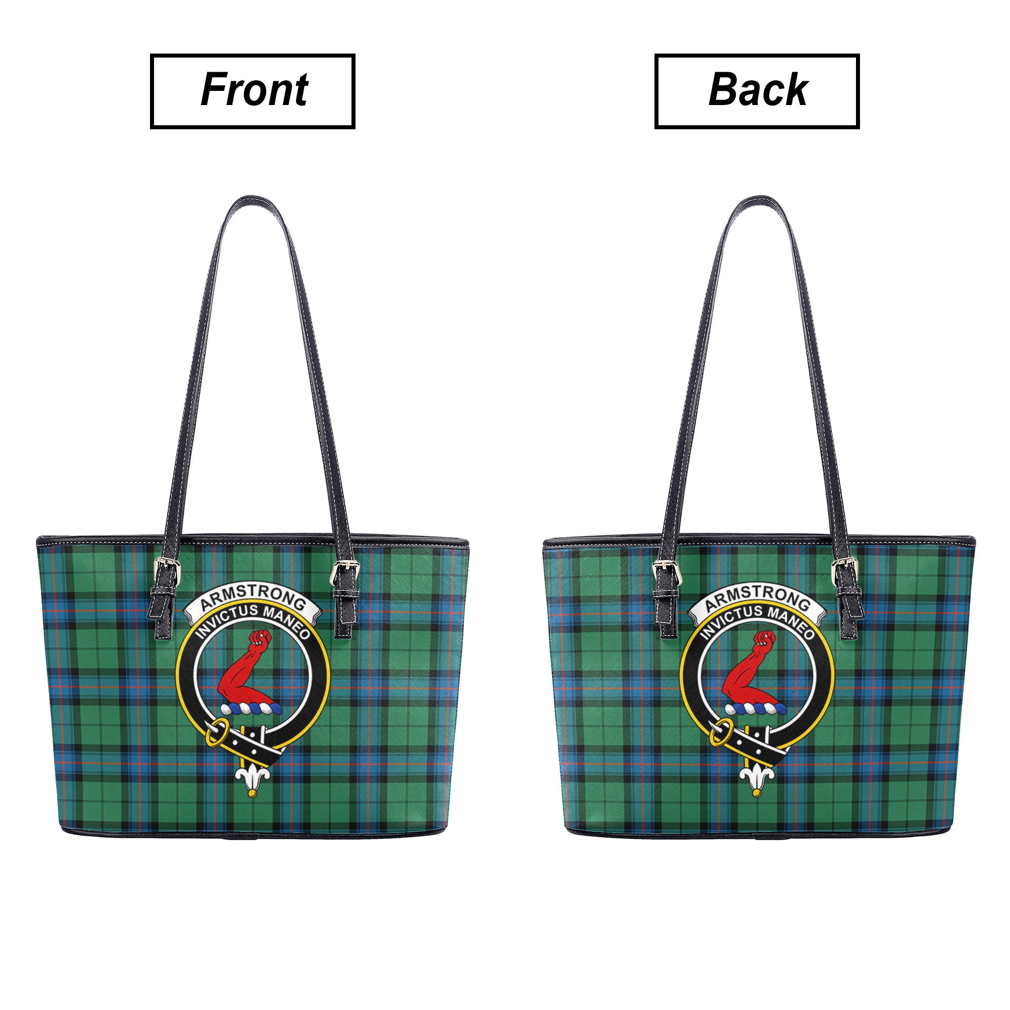 Armstrong Ancient Tartan Crest Leather Tote Bag