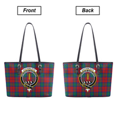 Auchinleck Tartan Crest Leather Tote Bag