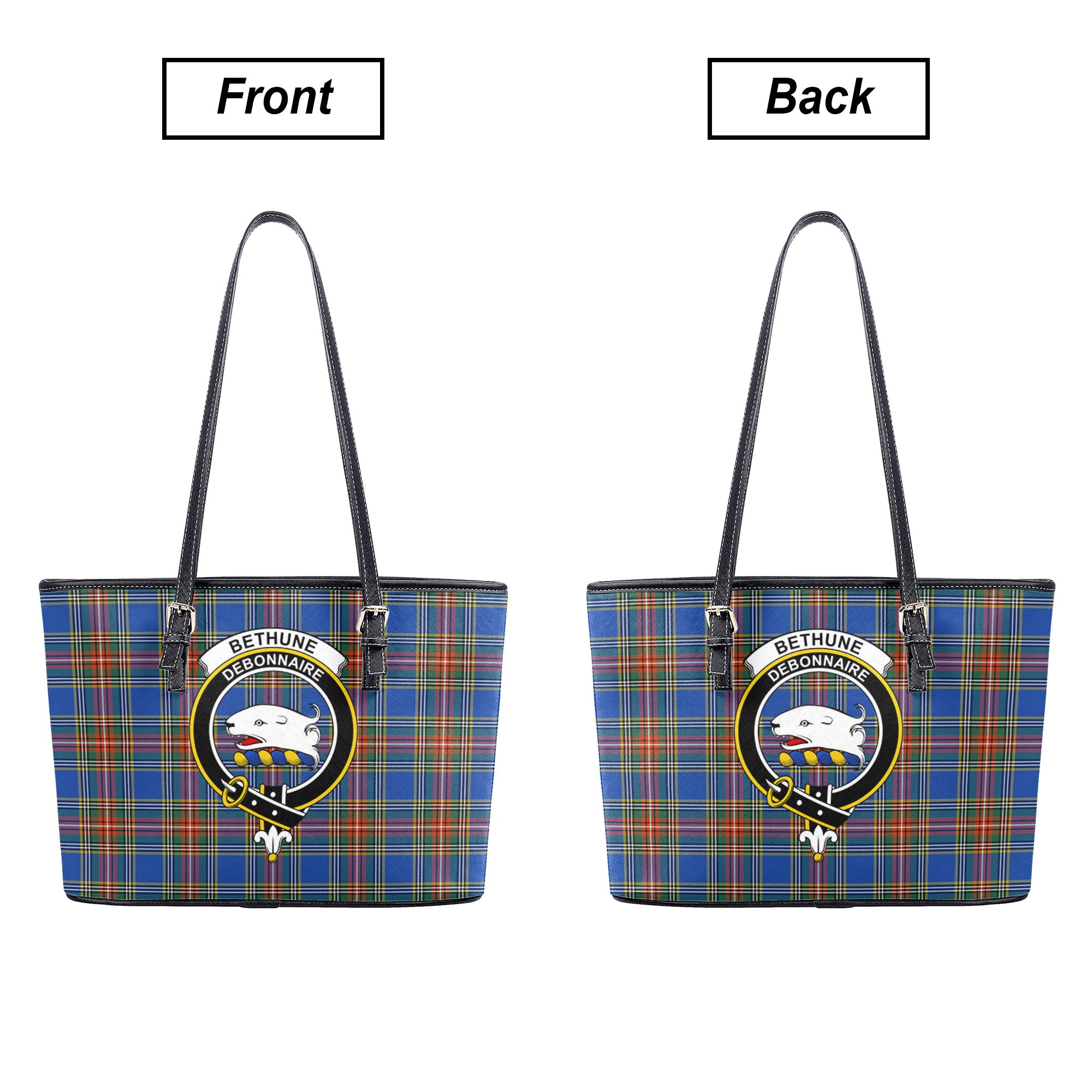 Bethune Ancient Tartan Crest Leather Tote Bag