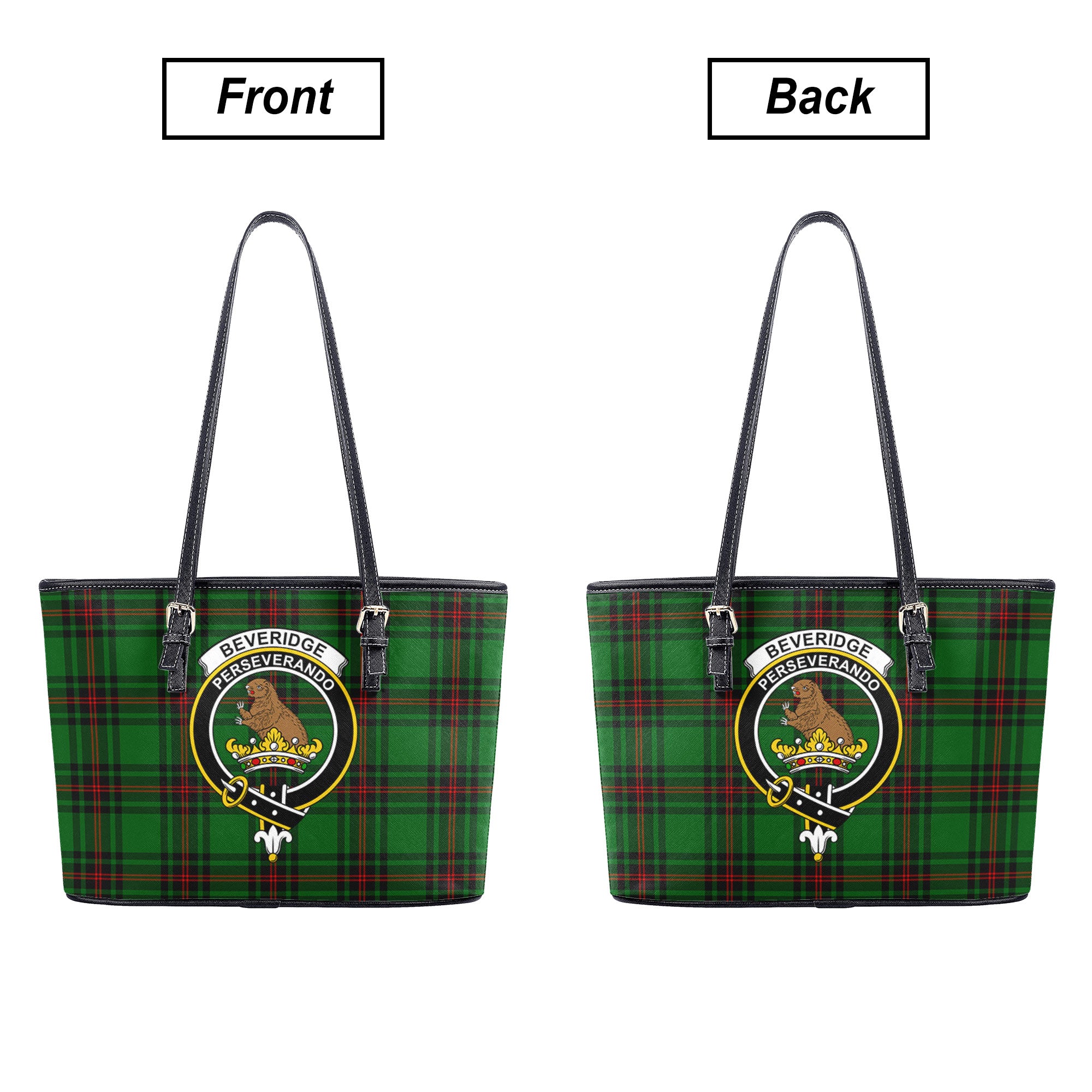 Beveridge Tartan Crest Leather Tote Bag