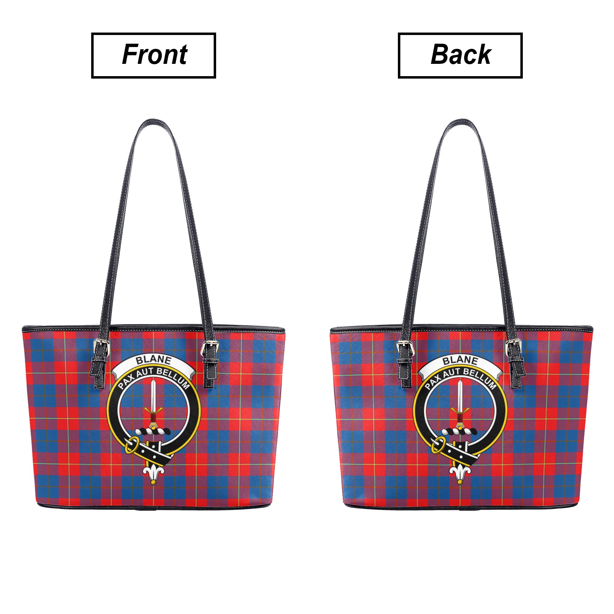 Blane Tartan Crest Leather Tote Bag