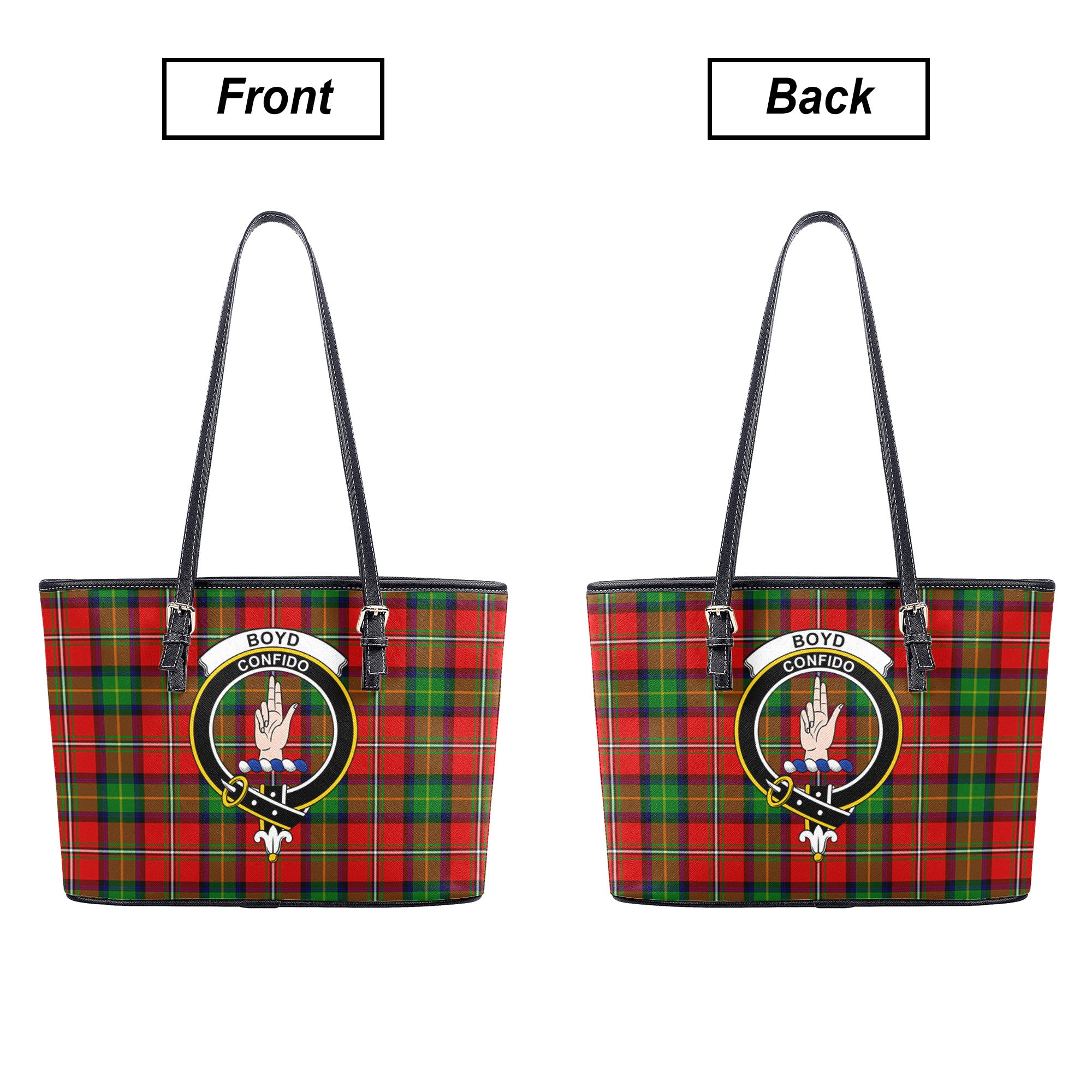 Boyd Modern Tartan Crest Leather Tote Bag