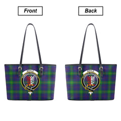 Boyle Tartan Crest Leather Tote Bag