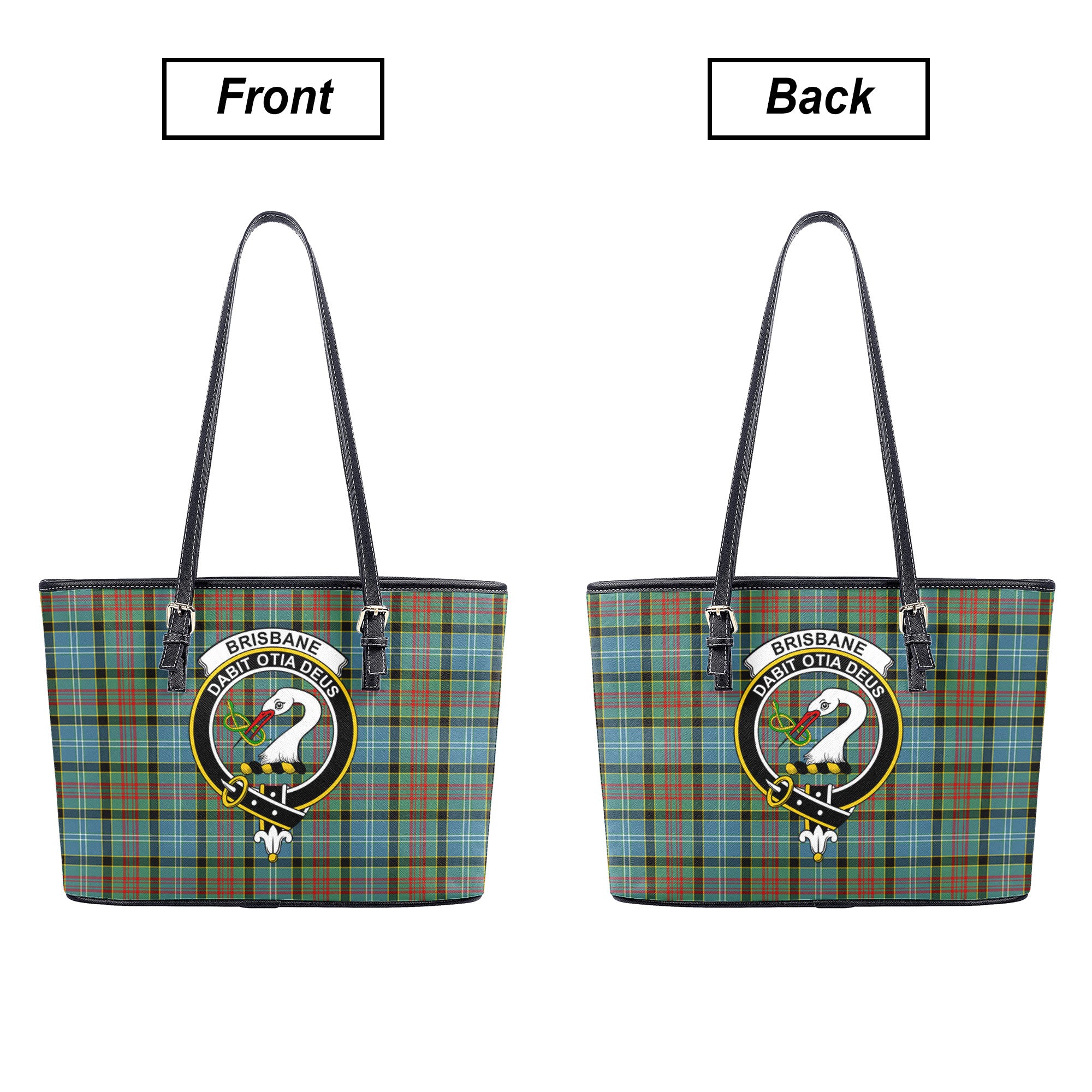 Brisbane Tartan Crest Leather Tote Bag