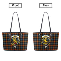 Broun Ancient Tartan Crest Leather Tote Bag