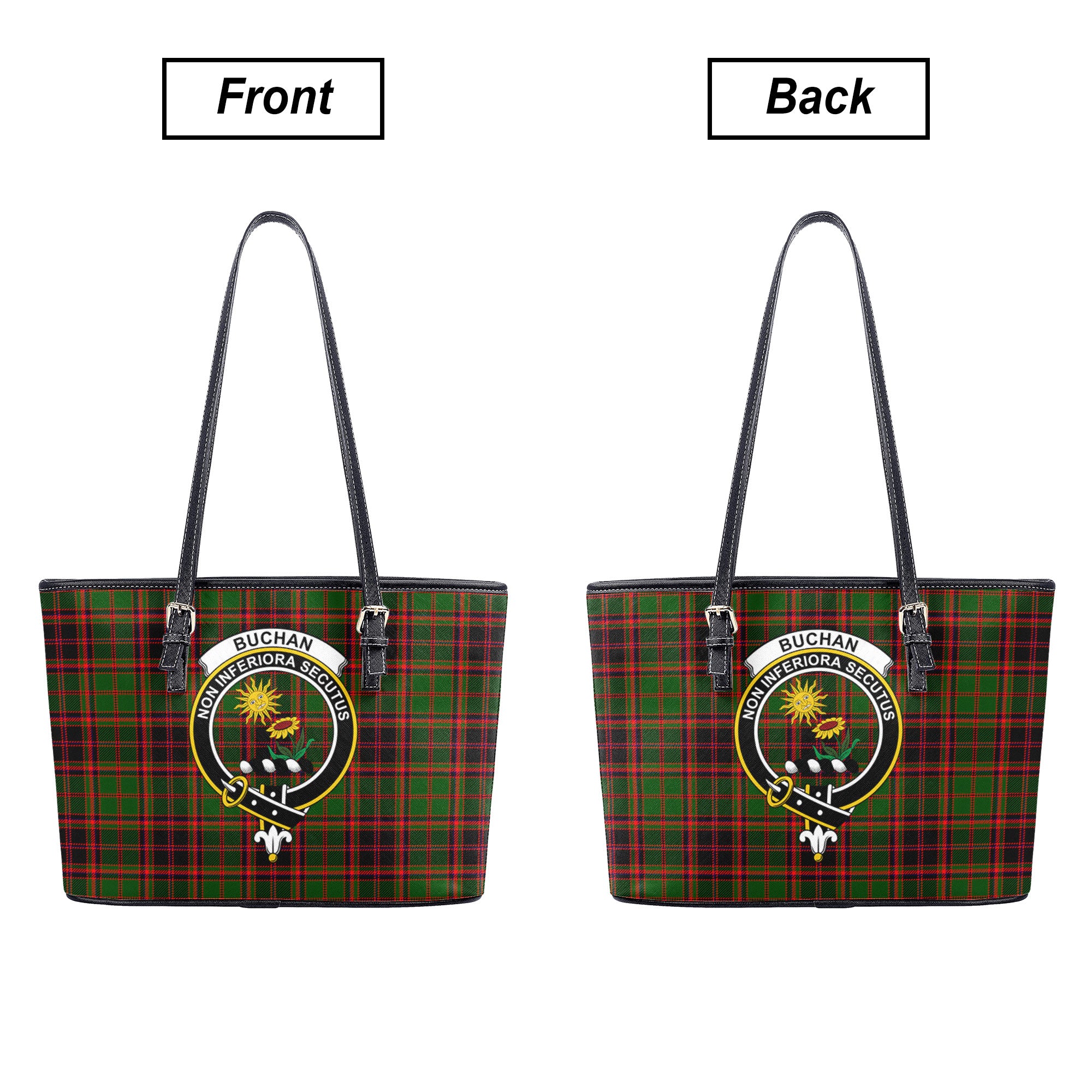 Buchan Modern Tartan Crest Leather Tote Bag