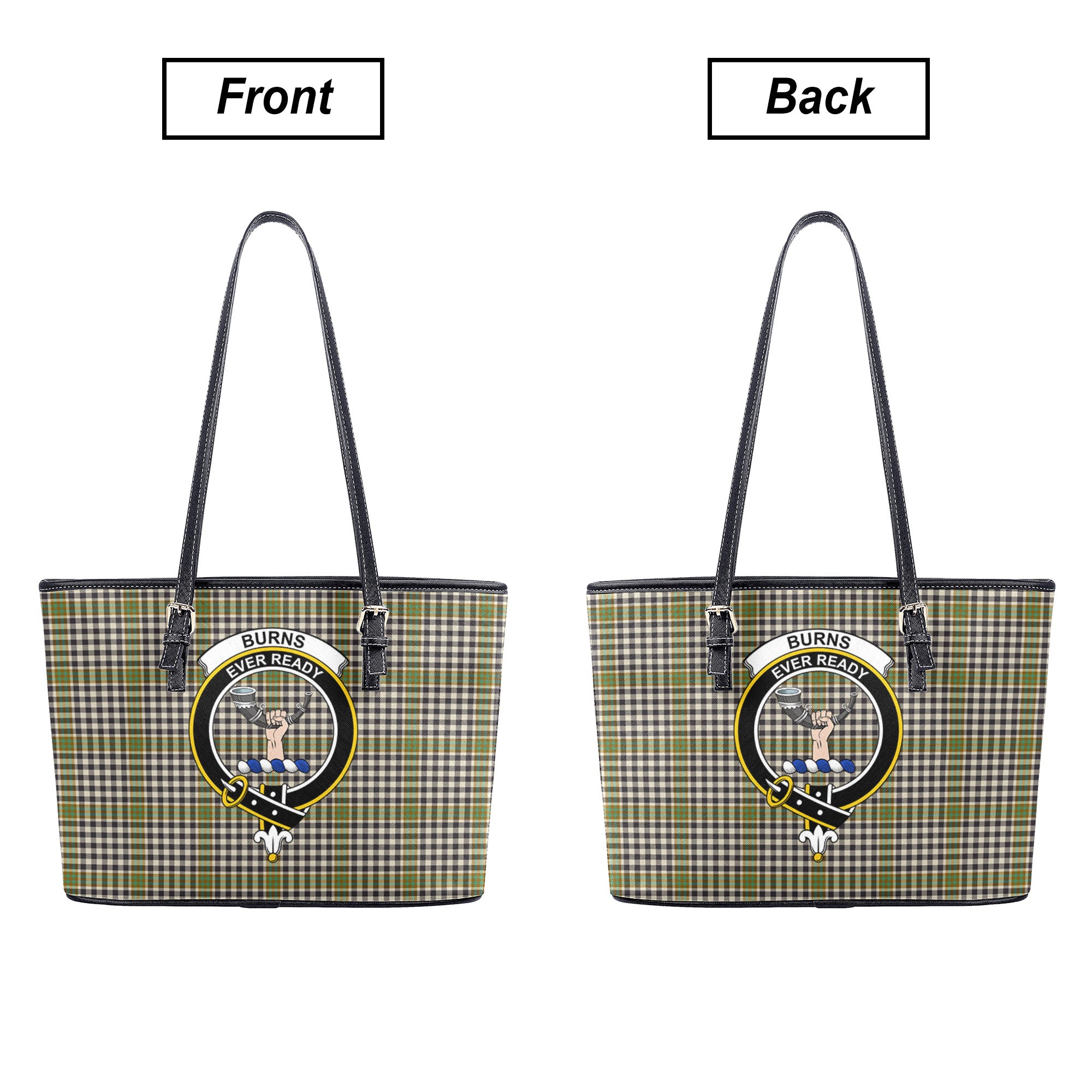 Burns Check Tartan Crest Leather Tote Bag