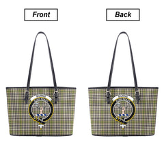 Burns Check Tartan Crest Leather Tote Bag