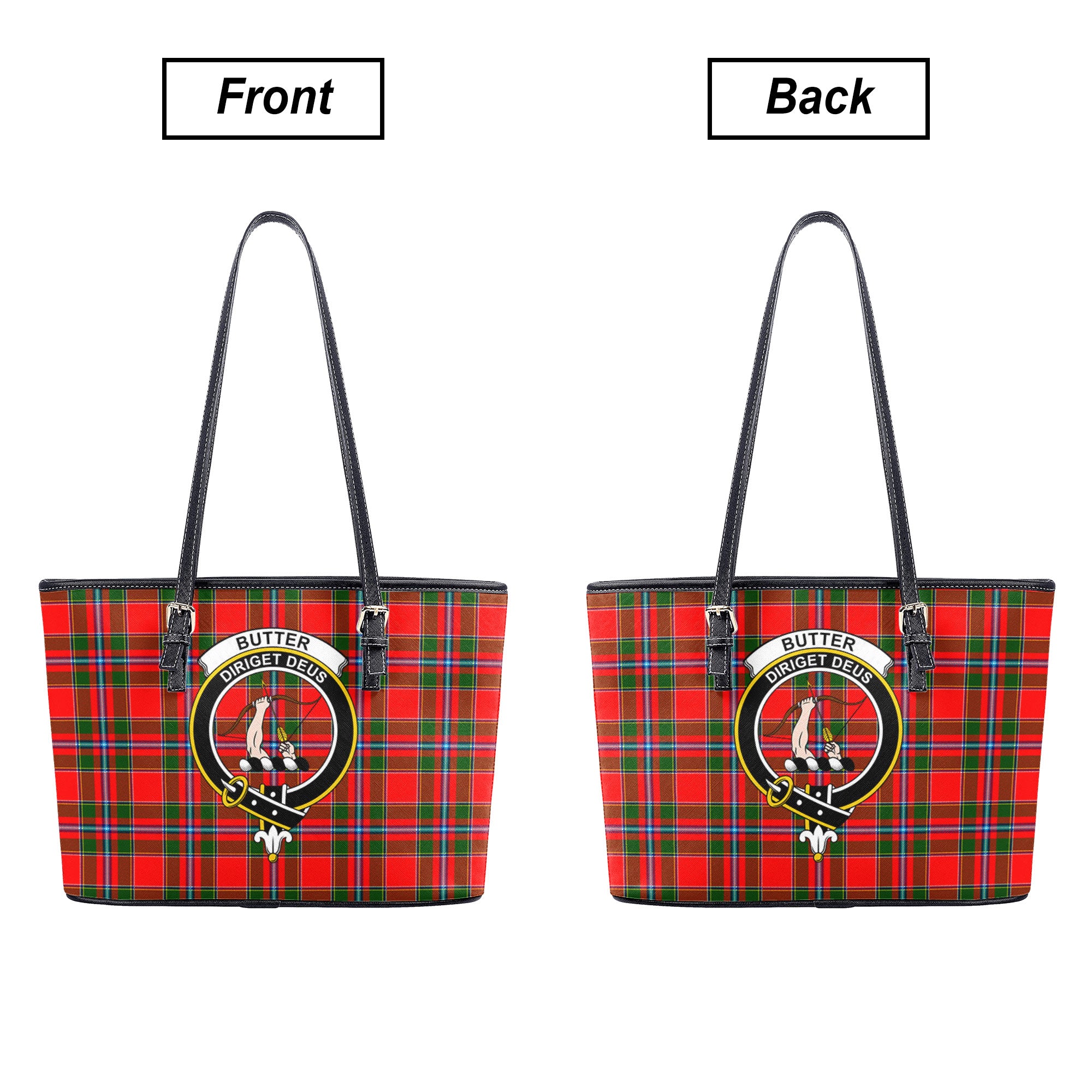 Butter Tartan Crest Leather Tote Bag