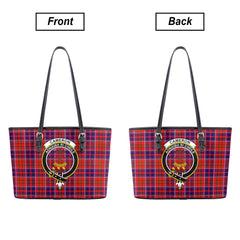 Cameron of Lochiel Modern Tartan Crest Leather Tote Bag