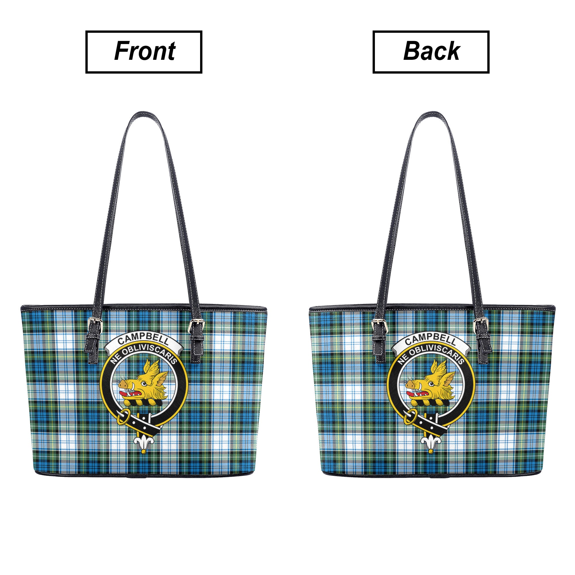 Campbell Dress Ancient Tartan Crest Leather Tote Bag