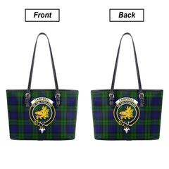 Campbell Modern Tartan Crest Leather Tote Bag