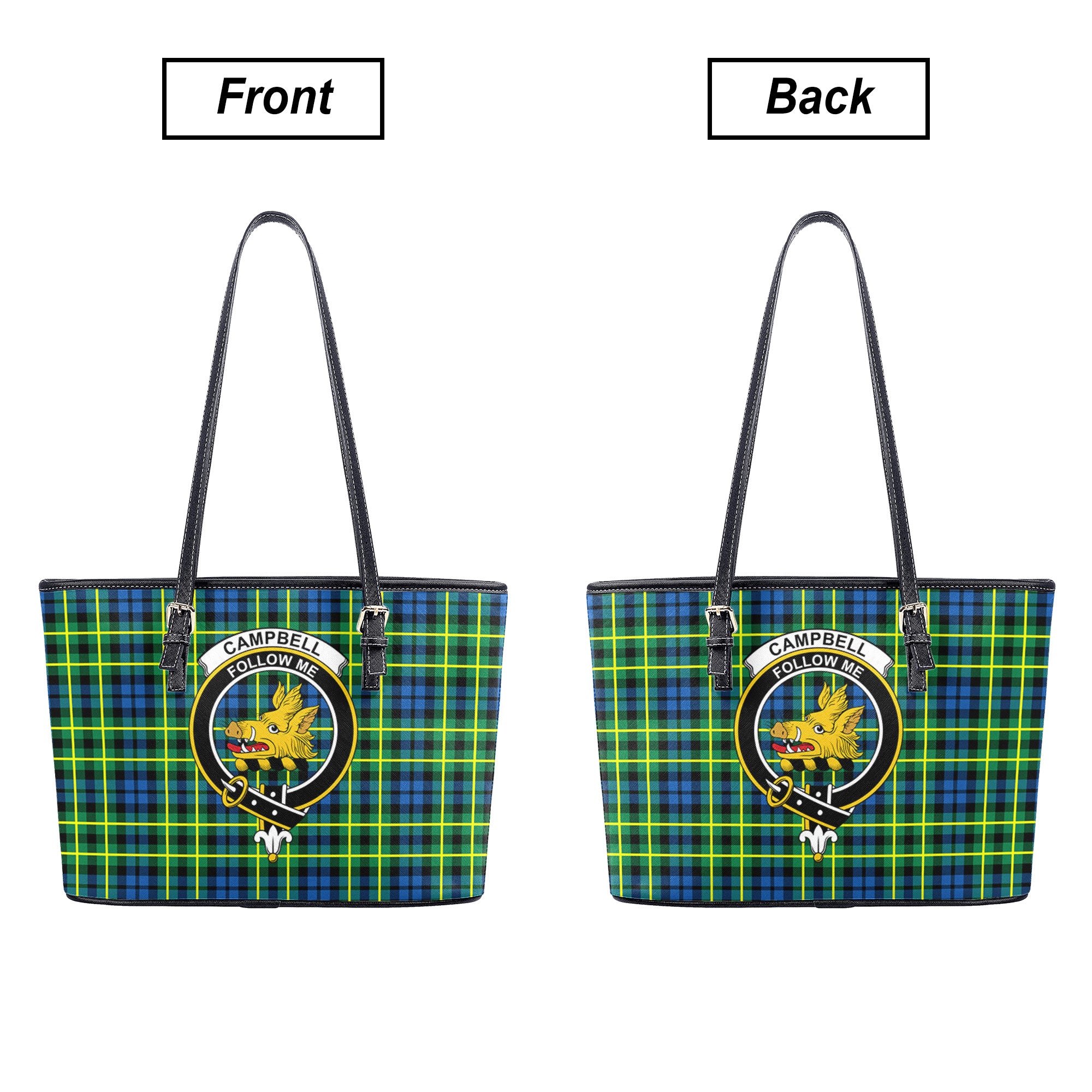 Campbell of Breadalbane Ancient Tartan Crest Leather Tote Bag