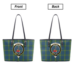 Clelland Tartan Crest Leather Tote Bag