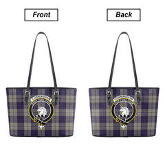 Cunningham Dress Blue Dancers Tartan Crest Leather Tote Bag