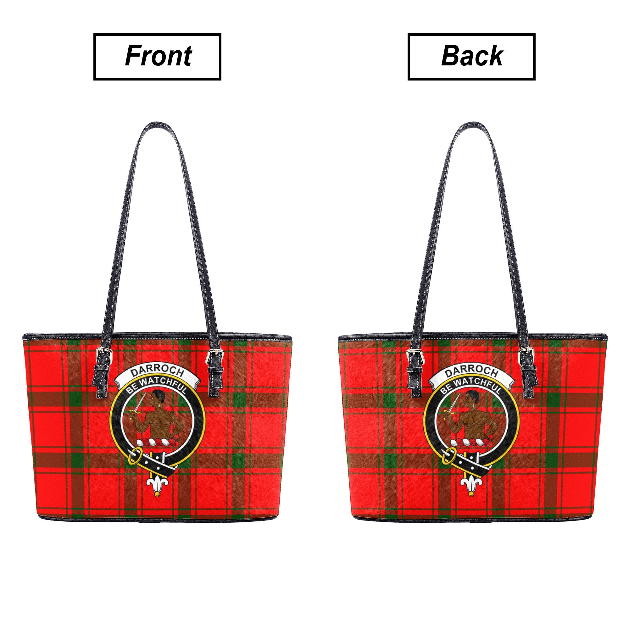 Darroch (Gourock) Tartan Crest Leather Tote Bag