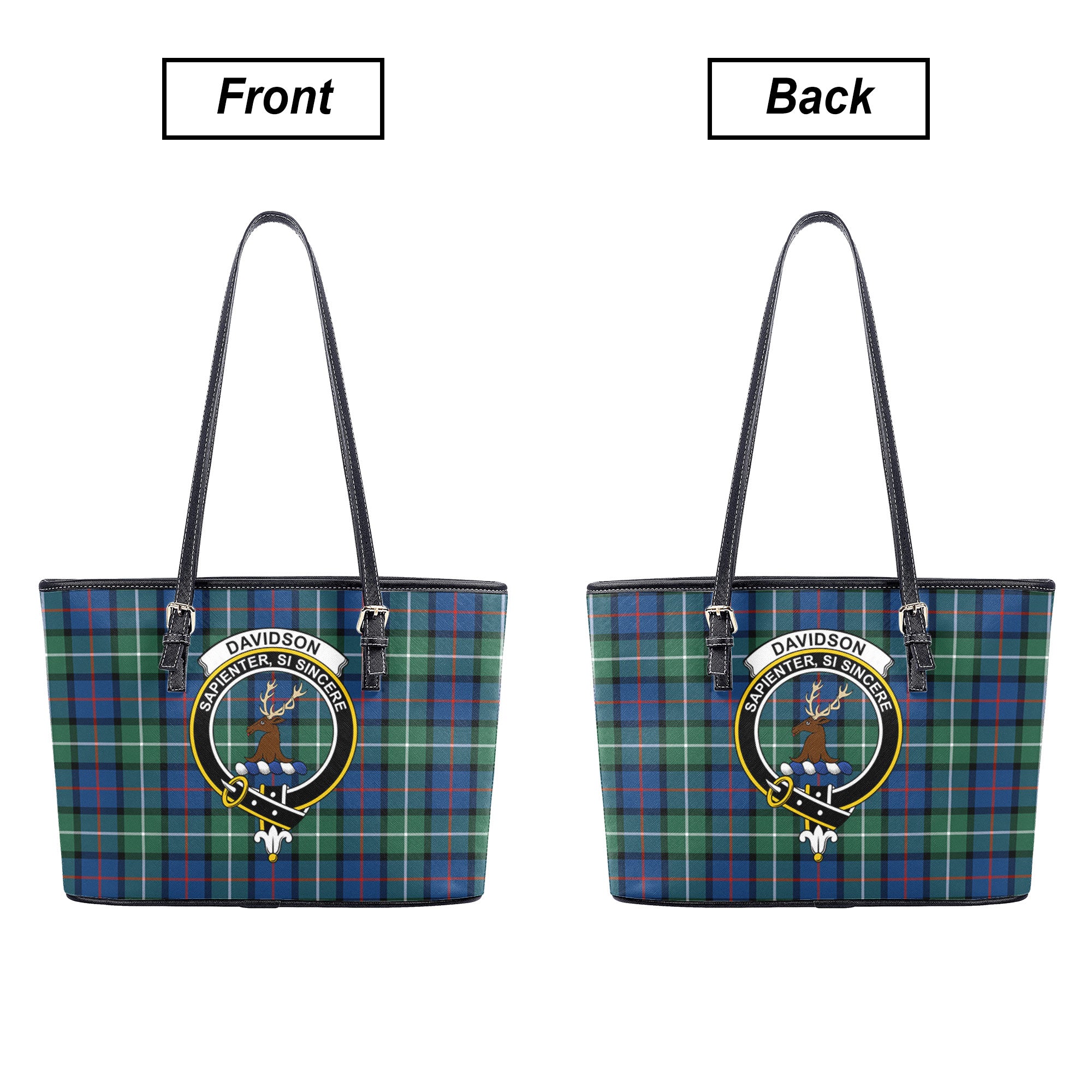 Davidson of Tulloch Tartan Crest Leather Tote Bag