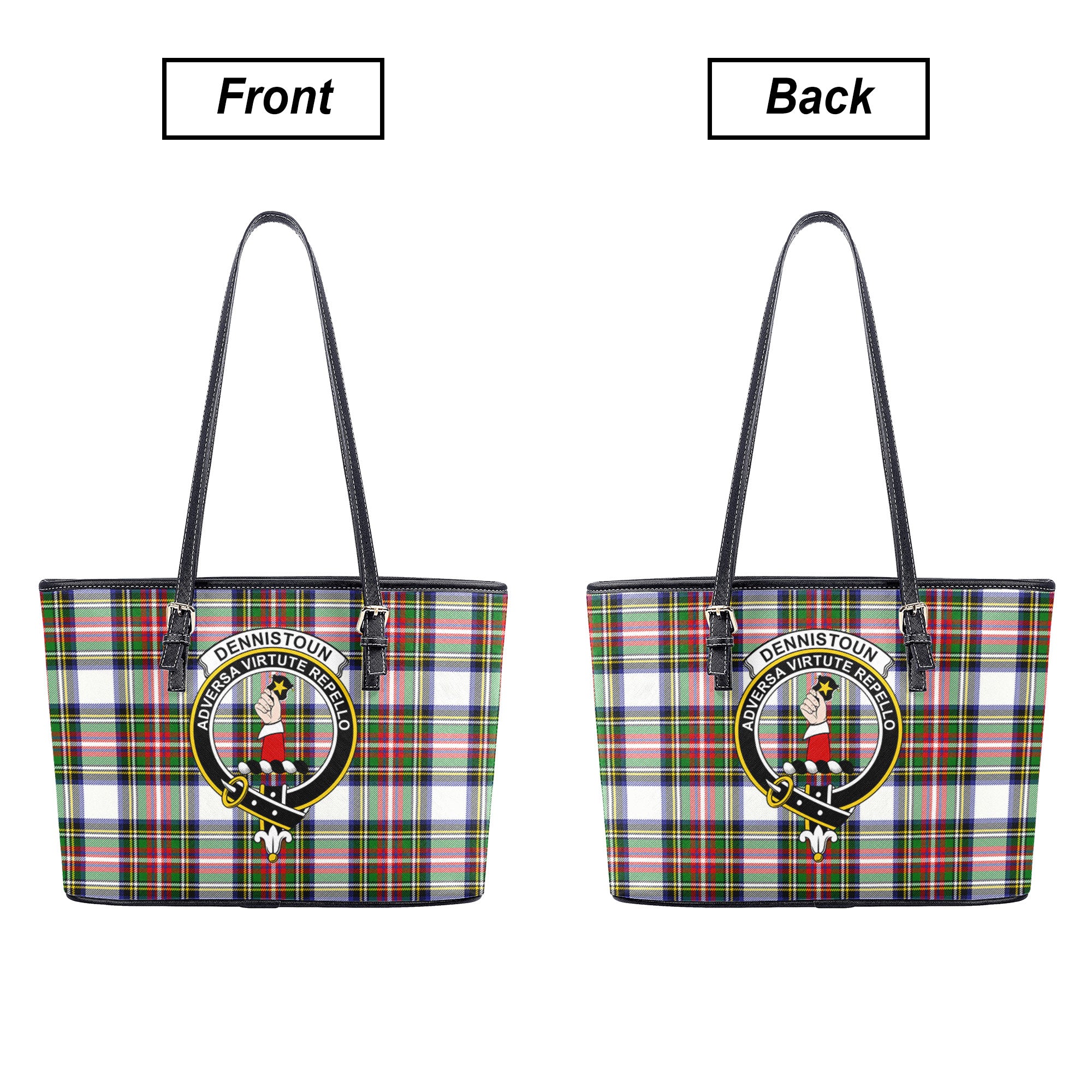 Dennistoun Tartan Crest Leather Tote Bag