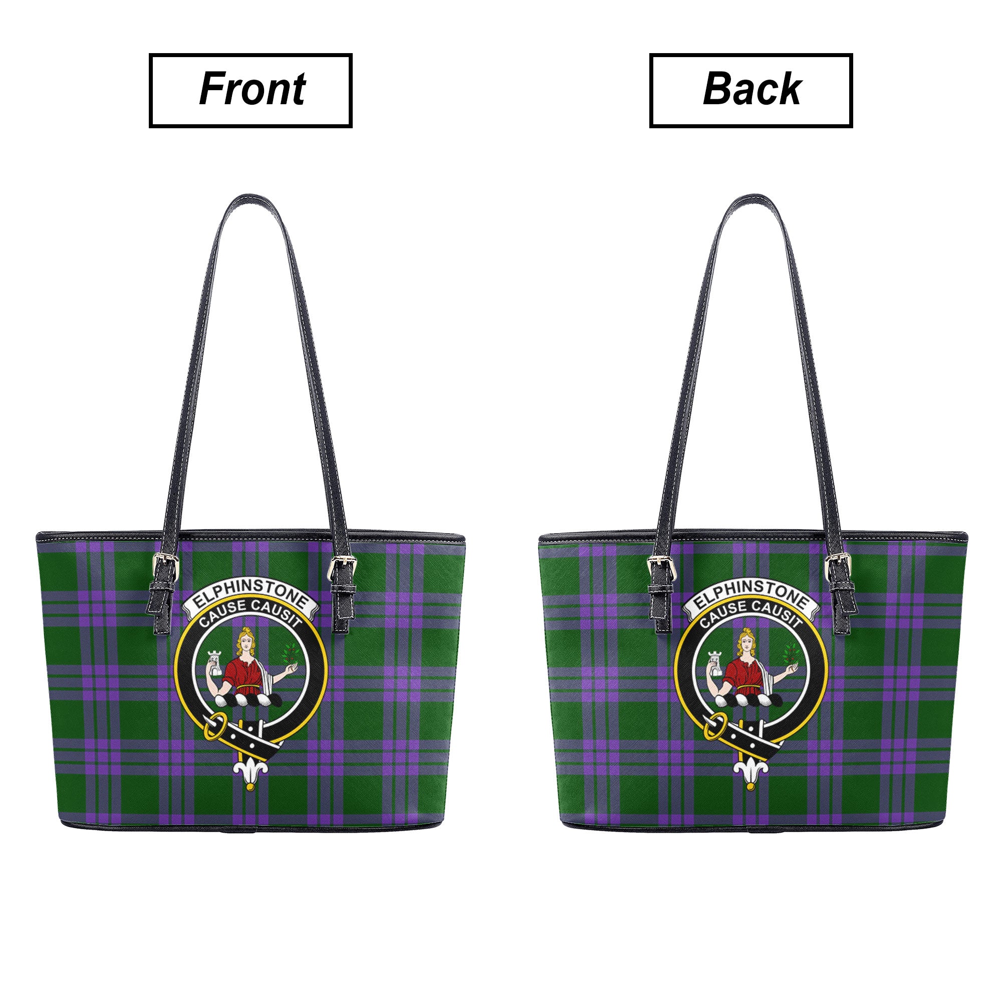 Elphinstone Tartan Crest Leather Tote Bag