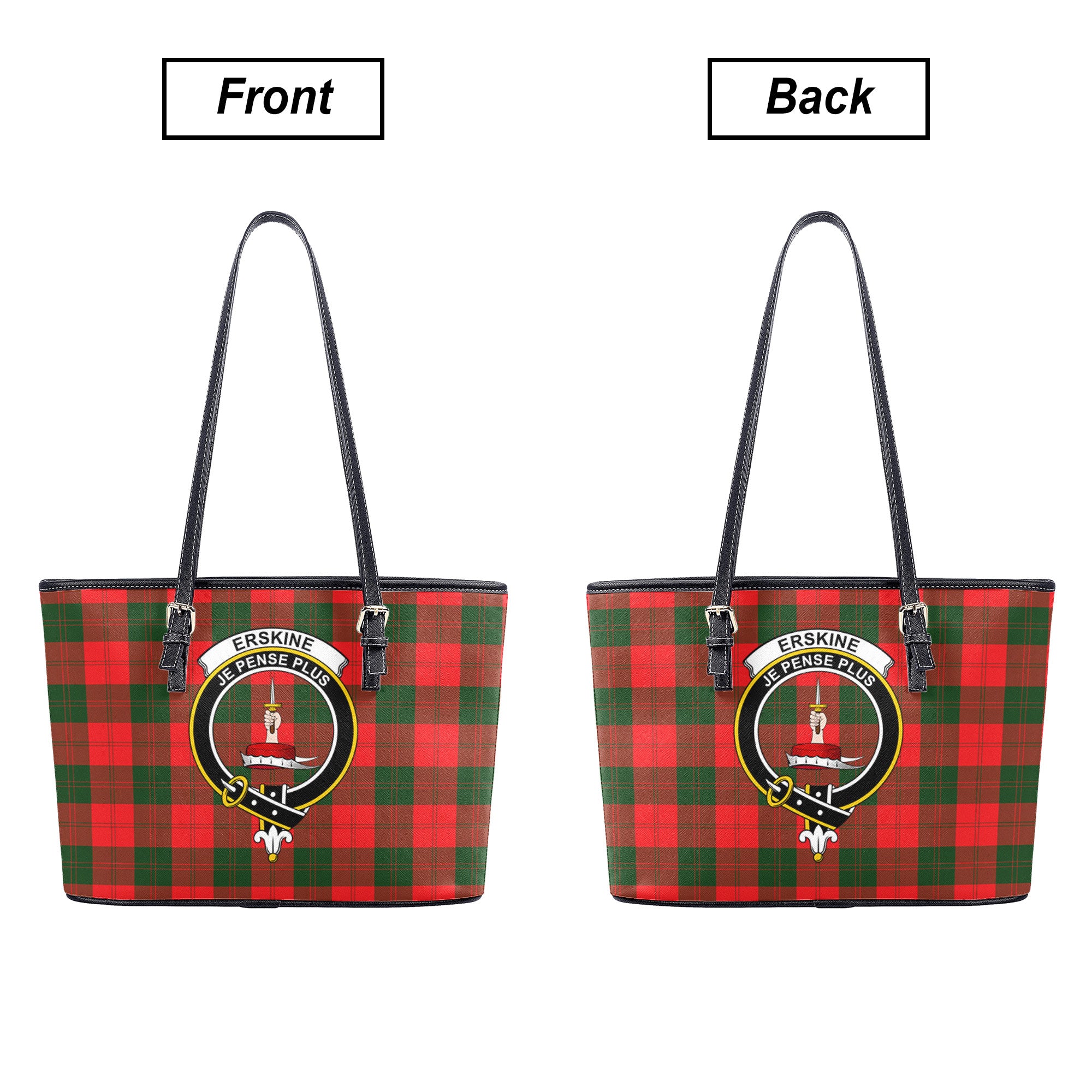 Erskine Modern Tartan Crest Leather Tote Bag