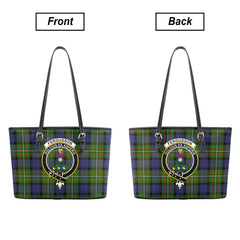 Fergusson Modern Tartan Crest Leather Tote Bag