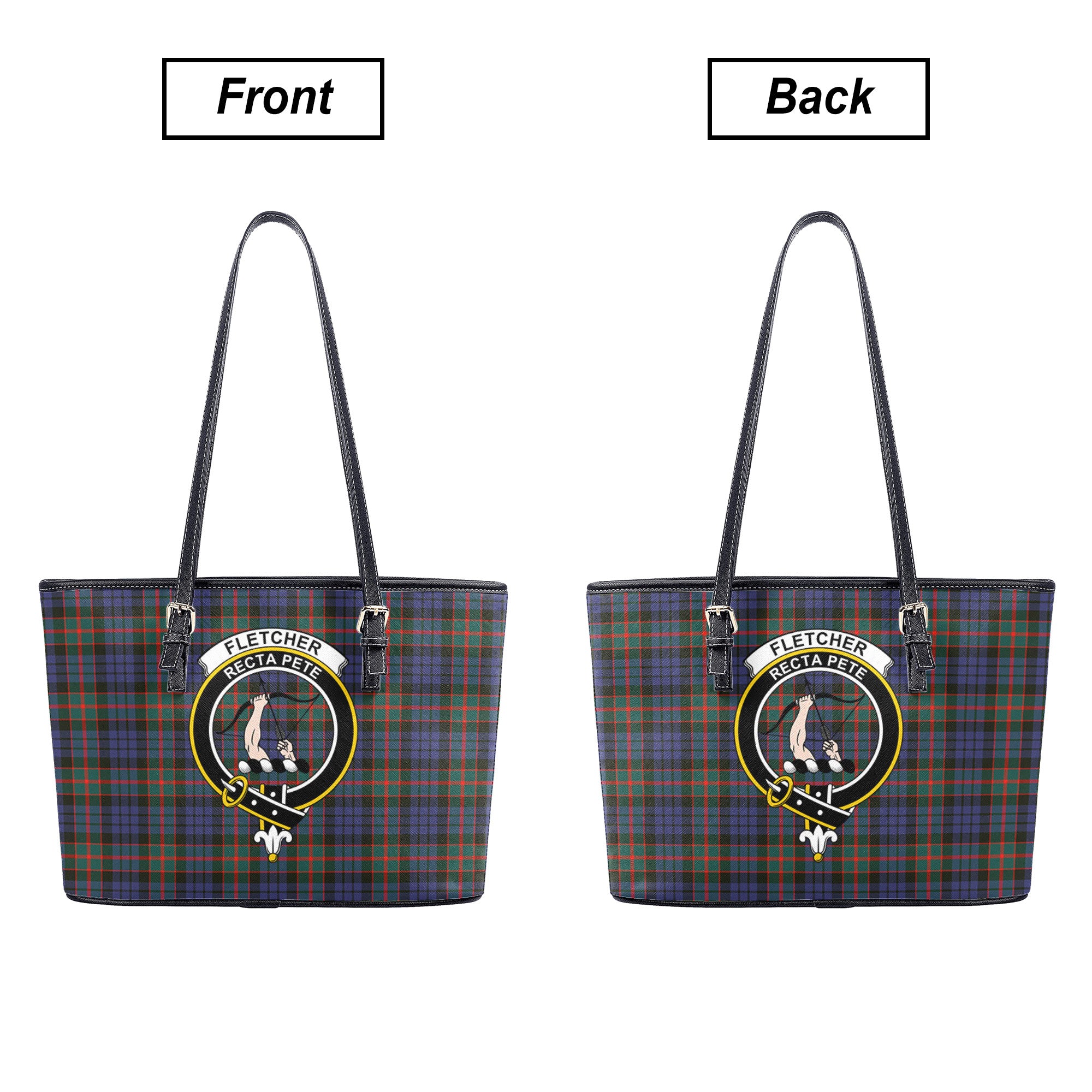 Fletcher of Dunans Tartan Crest Leather Tote Bag