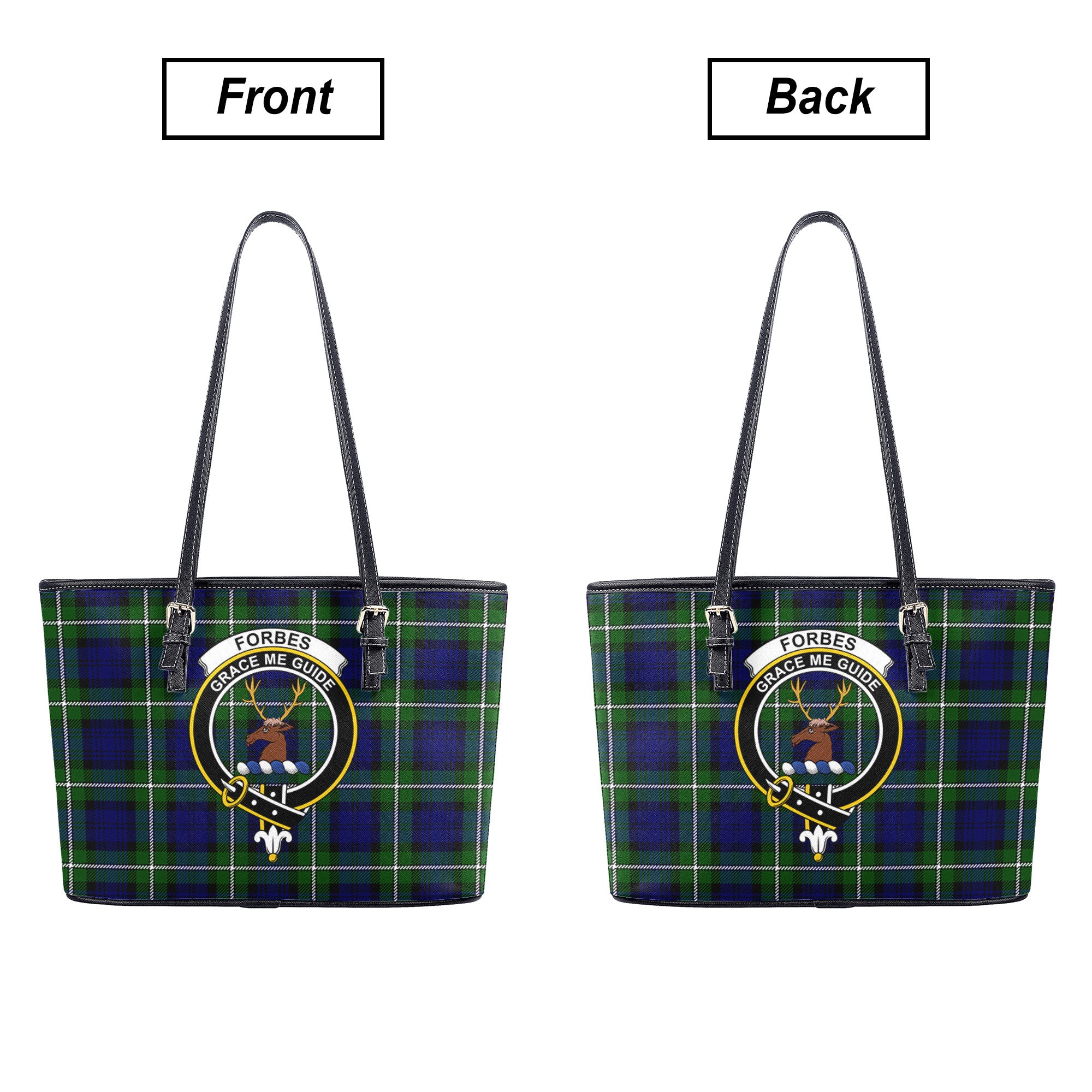 Forbes Modern Tartan Crest Leather Tote Bag