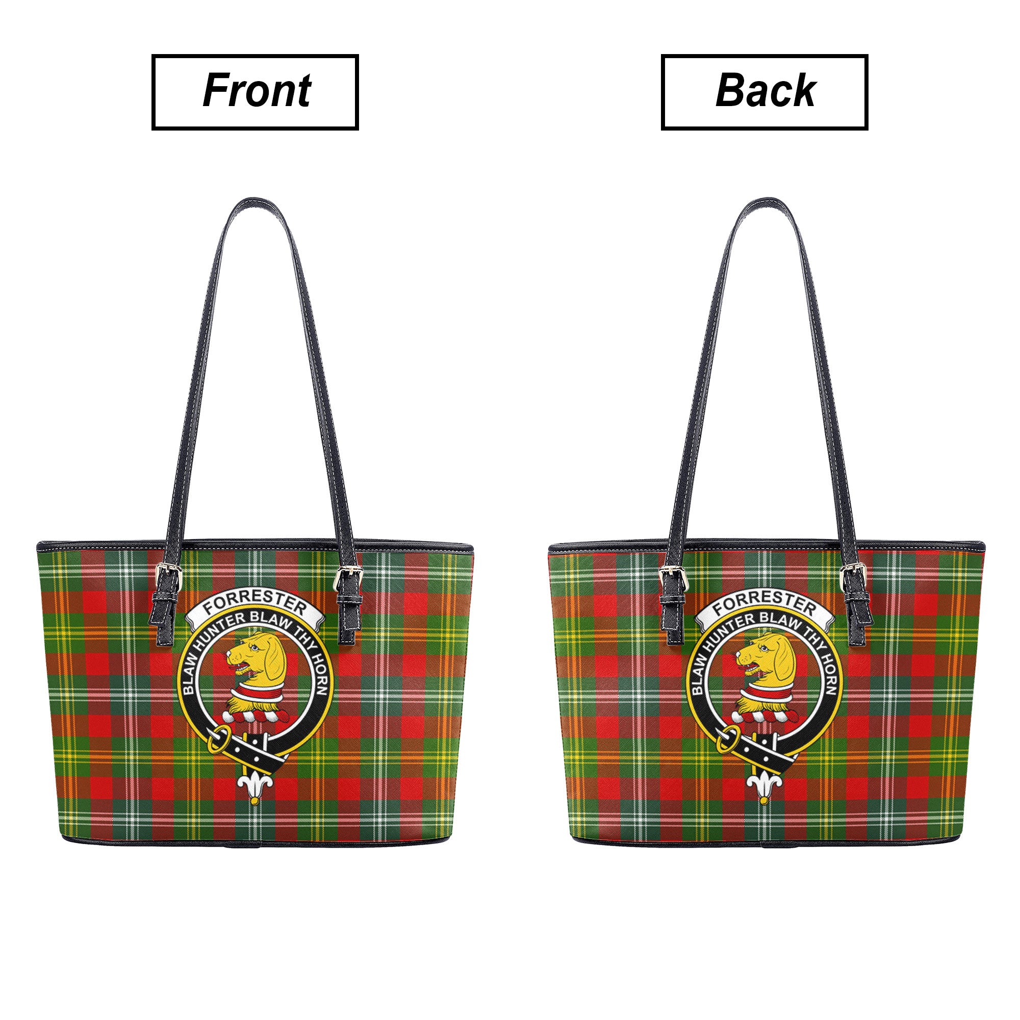 Forrester Tartan Crest Leather Tote Bag