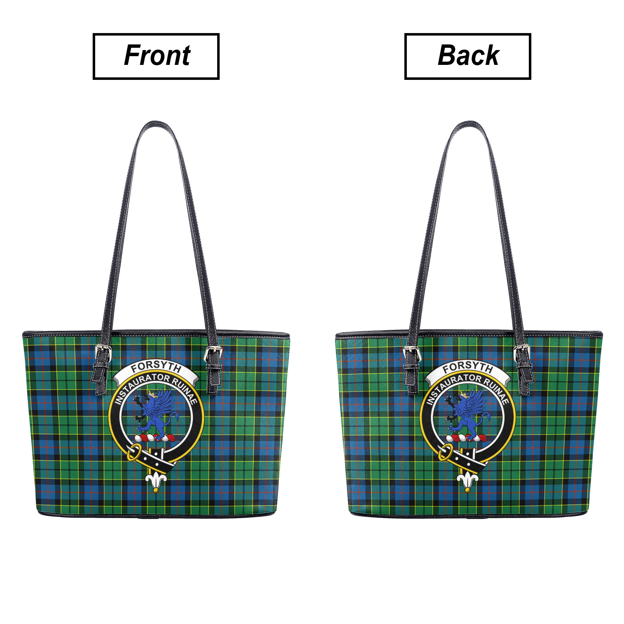 Forsyth Ancient Tartan Crest Leather Tote Bag