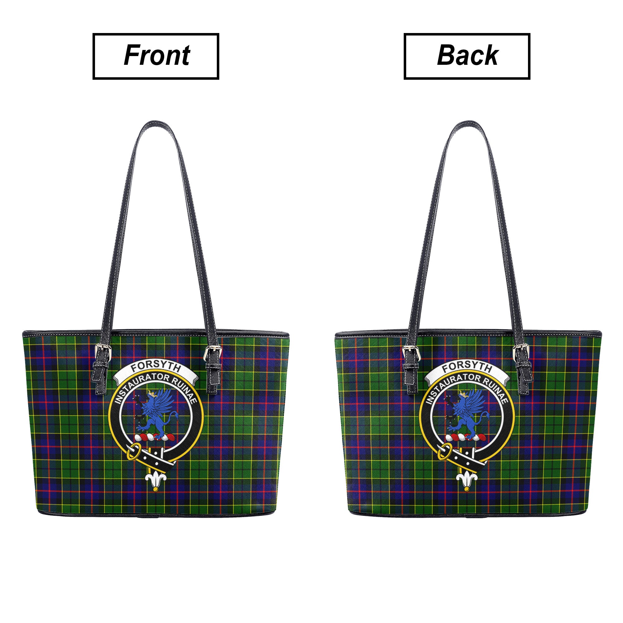 Forsyth Modern Tartan Crest Leather Tote Bag