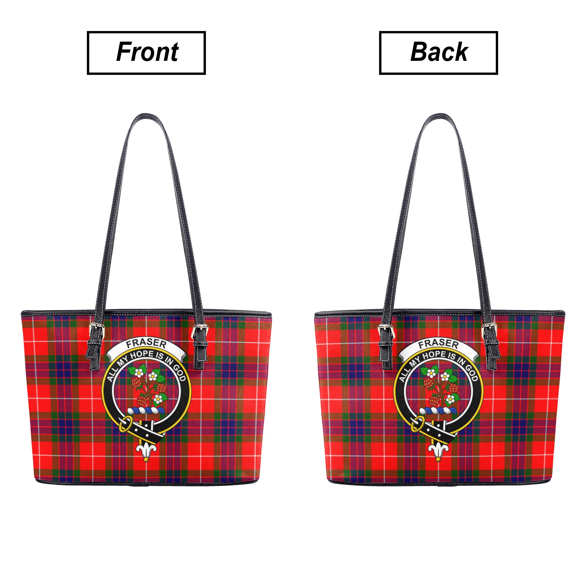 Fraser Tartan Crest Leather Tote Bag